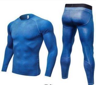 Men's Casual And Comfortable Compression Muscle Gym Shorts (Option: Blue-XL-Long)