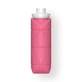 20oz Durable Collapsible Water Bottles Leakproof Valve Reusable BPA Free Silicone Foldable Travel Water Bottle For Gym Camping Hiking Travel Spor (Color: Pink)