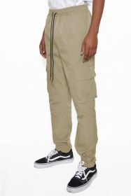 PEACOCK IRIDESCEINT JOGGER PANTS (Color: Beige, size: L)